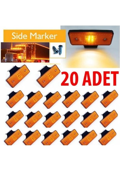 Kamyon Tır Dorse Otobüs Led Marker Yan Lamba 20 Adet Sarı 24 Volt