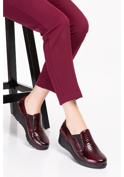 Gondol Hakiki Deri Anatomik Taban Rahat Ayakkabı Esfa.4052 Bordo Croco