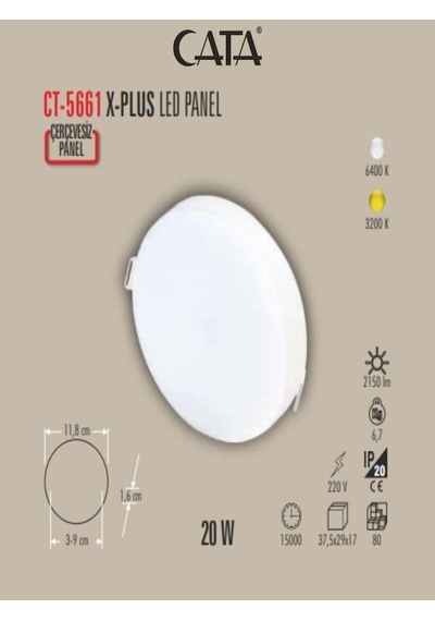 Cata 5 Adet Cata Ct 5661 Led Spot 20w 6400k Beyaz Işık Çok Renkli