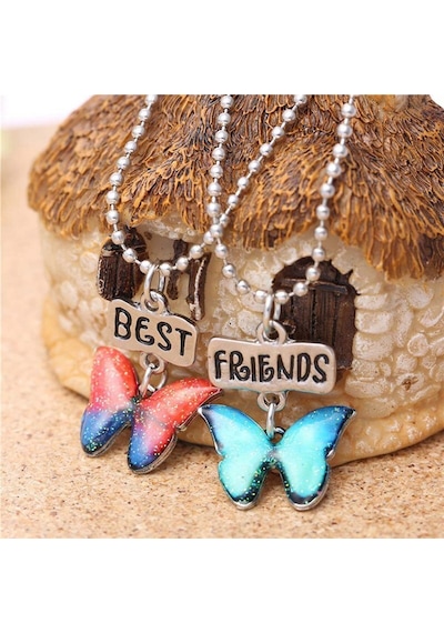 Best Friends Kolye Kelebekli Çok Renkli
