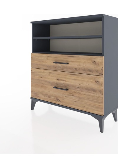 Arges Şifonyer 2 Raflı 2 Çekmeceli 88x30x96 Antrasit-çam Antrasit