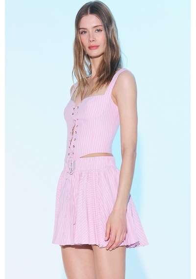 Sagaza Studio Ss6014 Önden Düğmeli Pileli Etek Pembe