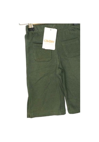 Çikoby Kız Bebek Yırtmaçlı Örme Pantolon-13578 Haki