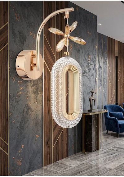 LumiaLighting Eclipse Model Tekli Gold 3 Renk Modu Kristal Taşlı Salon Mutfak Yatak Çocuk Odası Aplik Gümüş