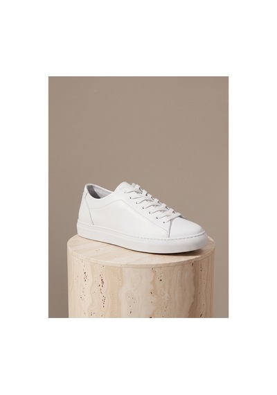 Bafaş Ayakkabı 035044 Beyaz Hakiki Dana Derisi Bağcıklı Erkek Sneaker
