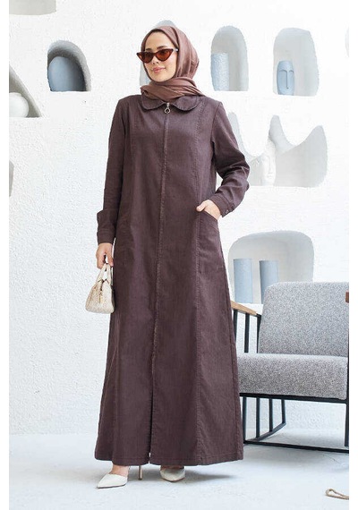 6463-battal Denim Ferace Kahve Kahve