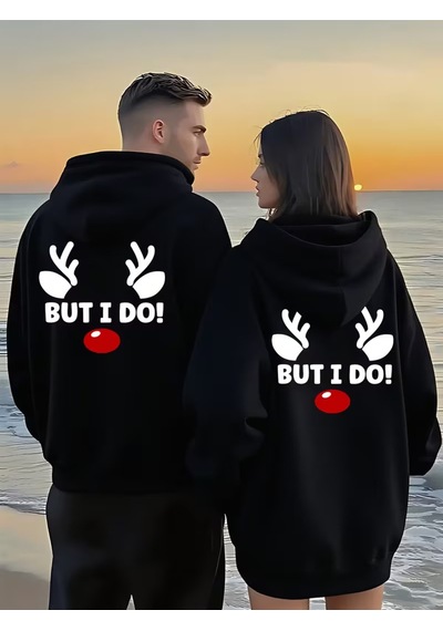 Nevermind But I Do Sevgili Kombini Hoodie Unisex Oversize Kapüşonlu Swea Siyah