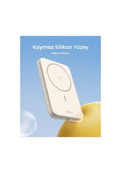 15w Kablosuz Powerbank, 5000mah Kapasite, Bej Renk 30.000 Mah
