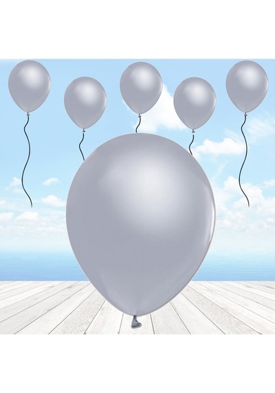 Metalik Parlak Balon. 10 Adet - Gümüş