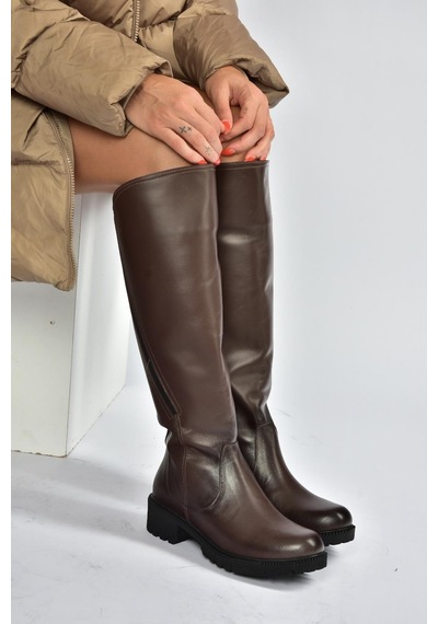 Fox Shoes V654082203 Kahverengi Hakiki Deri Kadın Çizme Kahverengi-hakiki Deri