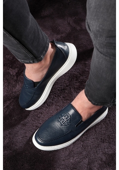 Stamped Hakiki Deri Erkek Günlük Ayakkabı, Loafer Ayakkabı, Hafif Ayakkabı, Yazlık Ayakkabı