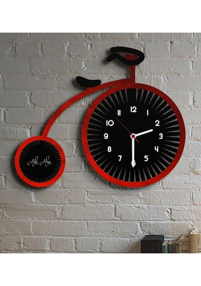 Kişiye Özel Retro Bisiklet Ahşap Duvar Saati (Model 1C)