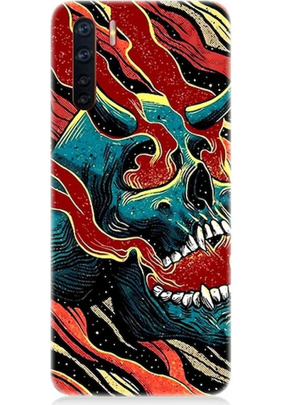 Oppo A91 Uyumlu Silikon Kılıf Devil Skull Şeytan Kafatası