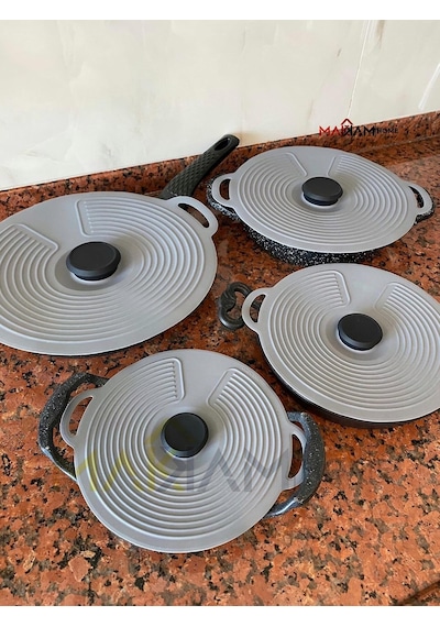 Lexroo Silikon Tencere Kapağı, Tava Kapağı, Isı Koruyucu, Vakumlu Kapak, Muhafaza Kapağı Gri, 28cm Çok Renkli