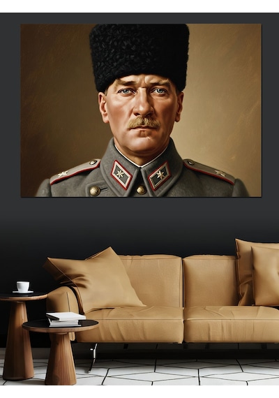 Türkiye Cumhuriyeti Kurucusu Atatürk Portresi Dekoratif Kanvas - Mdf Ahşap Tablo