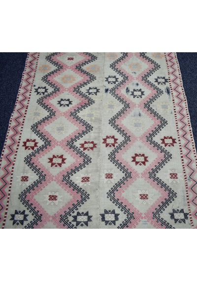 Zehra Abla Halı Antika El Dokuma Dekorluk Fragman Perde Yün Cecim Kilim 7429 Çok Renkli