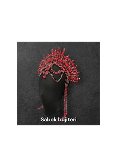 Aurora Crown-alınlıklı After Party Gelin Tacı,kına,nişan,söz,after,bride,party Taç Kırmızı - 735418776 Kırmızı