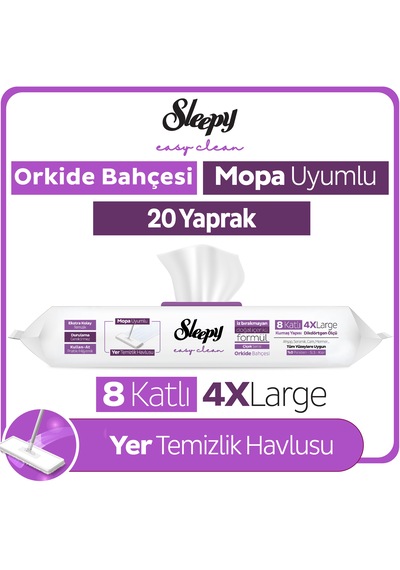 Sleepy Easy Clean Orkide Bahçesi Mopa Uyumlu Yer Temizlik Havlusu&Mendili 20 Yaprak