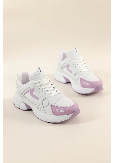 Mcdark Kadın Beyaz Lila Günlük Sneaker Spor Ayakkabı