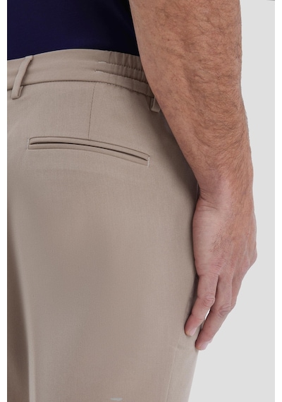 Sabri Özel Erkek Bej Dar Kesim Slim Fit Dokuma Yan Cep Jogger Pantolon