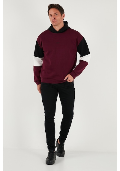Buratti Pamuklu Relaxed Fit Kapüşonlu Içi Tüylü Yumuşak Şardonlu Erkek Sweat 5905299 Vişne