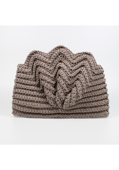 Fr El Örgüsü Örme Midye Clutch Çanta, Handmade Kadın Çanta 202302004 Vizon