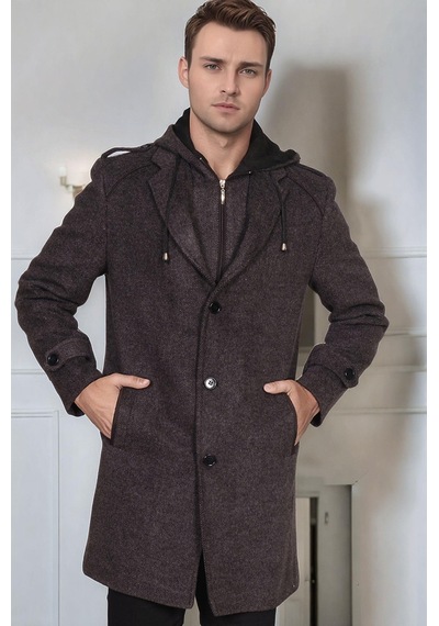 Plt9401 Dewberry Erkek Palto-desenli Antrasit Desenli Antrasit