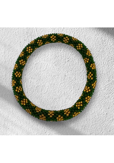 Chichibeads El Yapımı Papatya Desenli Bohem Bileklik Yeşil