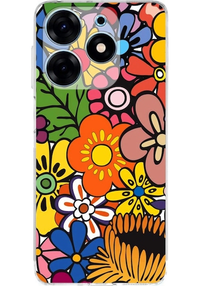 Tecno Spark 10 Pro İle Uyumlu Retro Color 2 Kamera Korumalı Şeffaf Kılıf Şeffaf