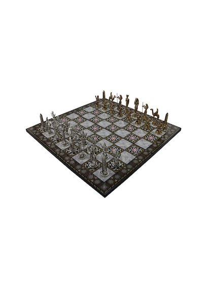 Metal Mısır Satranç Takımı Parlak Ve Katlanır Sedef Desenli Mdf A