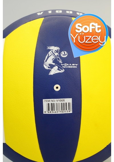 Semi-pro Voleybol Topu Lamineli Beton Zemin Softtouch İç-dış Mekana Uygun 8 Panel Sarı-mavi V1000 Mavi