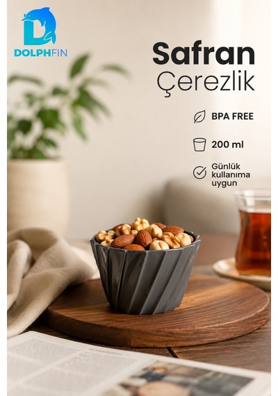 Safran Çerezlik 200 Ml Bpa Free Siyah Dekoratif Sunum Kasesi