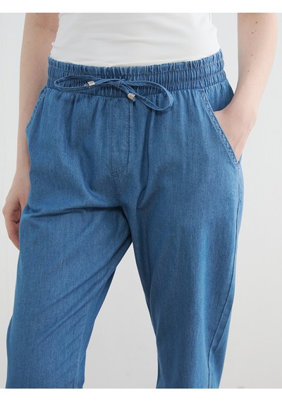 Lcwaıkıkı Classic Mavi Beli Lastikli Carrot Fit Kadın Jean Pantolon