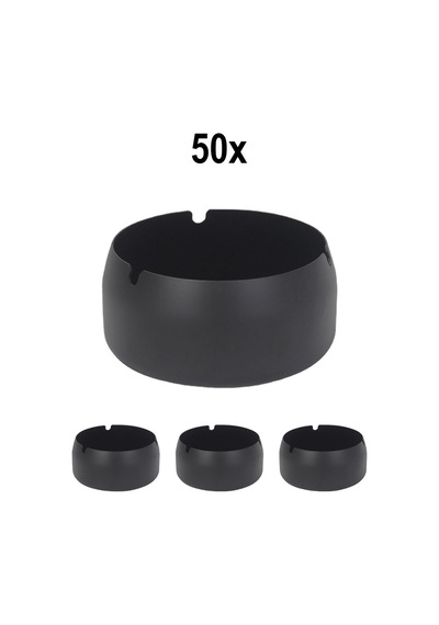 50 Adet Çelik Siyah 8 Cm Kafe Restaurant Lokanta Yuvarlak Kül Tablası Küllük