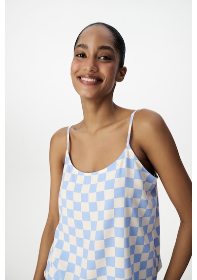 Penti Mavi Blue Gingham Şortlu Pijama Takımı