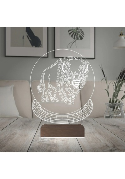 Luvivia Bizon Tasarım 3d Lamba - Masa Gece Lambası Şeffaf