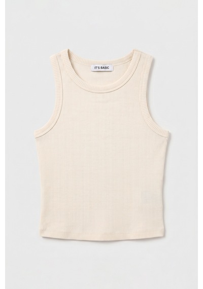 Kadın Taş S6-57 Sıfır Kol Esnek Kumaş Crop Top
