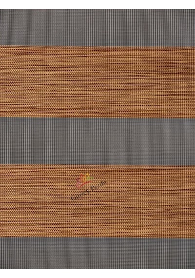 Bambu Koyu Ahşap R-16 Stor Zebra Perde Etek Dilimli  Alüminyum Kasa Kahverengi 100 x 200