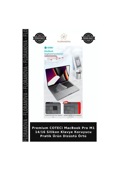 Premium Coteci Macbook Pro M1 14/16 Silikon Klavye Koruyucu Pratik Ürün Dizüstü Örtü