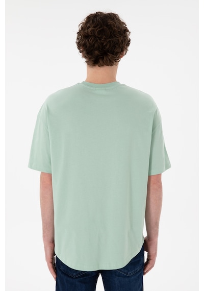 U.S. Polo Assn. Erkek Long Fit Bisiklet Yaka Su Yeşili Basic Tişört 50305988-VR048
