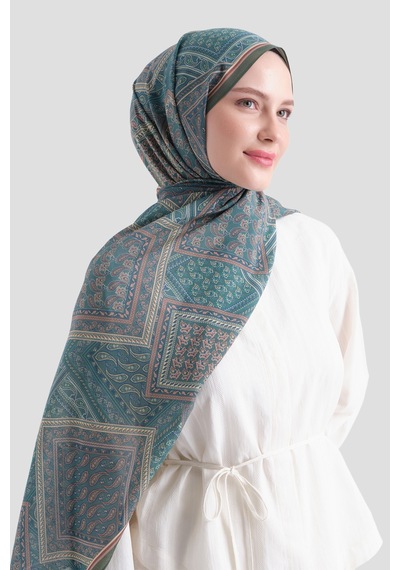 Armine Elegance Pamuk - İpek Şal As464 Zümrüt Yeşili