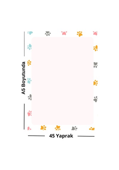 Renkli Pati Desenli Yazı Kağıdı A5 / 45 Yaprak / Çek-kopar Çok Renkli