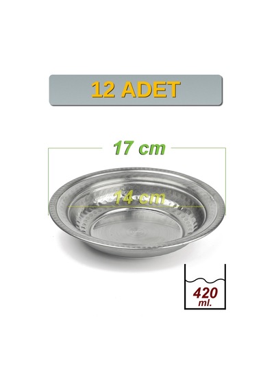Binbir Trend 17 Cm Yanaklı Krom Çelik Yemek Ve Beyran Kasesi 420 Ml Lokanta Tipi Sulu Yemek Kasesi -kase1714 12 Adet