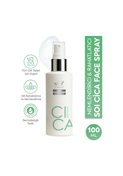 Soi Cosmetics Hassas Ciltler İçin Nemlendirici ve Onarıcı Cica Yatıştırıcı Yüz Spreyi 100 ML