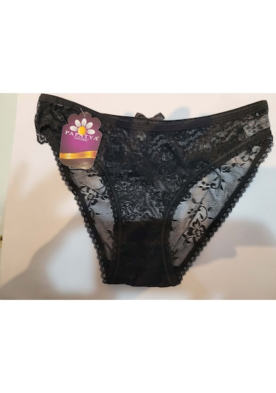 Papatya Dantel Detaylı Kadın Külot Slip V36 Siyah