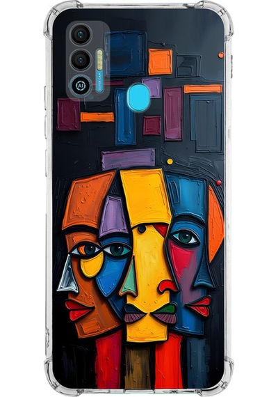 Tecno Spark 7 İle Uyumlu Köşe Korumalı Kılıf Metamorfoz Trinite Tasarımlı Uv Baskılı Şeffaf