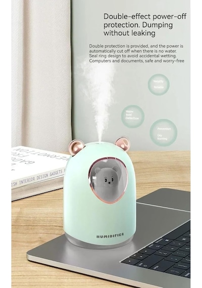Mukko Home Sevimli Ayı Tasarımlı Aromaterapi Nemlendirici Hava Nemlendirici Difüzör - Usb Bağlantılı,yeşil Altın - Çok Renkli Mukko Home Sevimli Ayı Tasarımlı Aromaterapi Nemlendirici Hava Nemlendirici Difüzör - Usb Bağlantılı,yeşil Altın - Çok Renkli