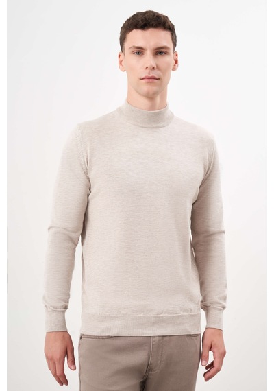 Morven Erkek Bej Basic Yarım Balıkçı Yaka Dynamic Fit Rahat Kesim Triko 25kc017002653 Bej