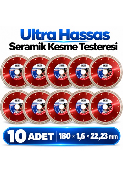 10 Adet Ultra Hassas Seramik Kesme Taşlama 180 Mm Granit Fayans Mermer Cam Elmas Kesme Testeresi