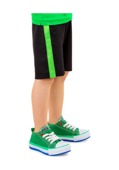 Kiko Kids Tinna Bağcıklı Erkek Bebek Keten Spor Ayakkabı Yeşil